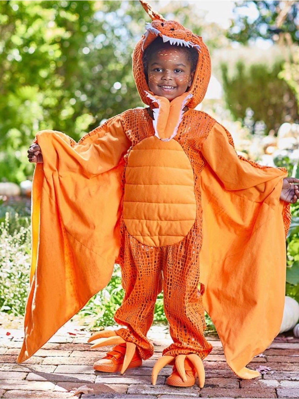 Pottery Barn Kids Bright Orange Dragon Costume with Hood and Claws